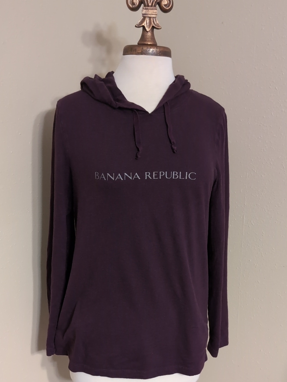 Banana Republic Plum Logo Hooded Long-Sleeve Top